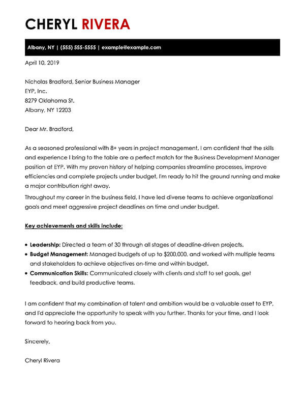 Build Your Cover Letter | Cover Letter Examples ...